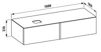 Vorschau: Laufen IL BAGNO ALESSI ONE Schubladenelement 1600, Ausschnitt links, technische Zeichnung
