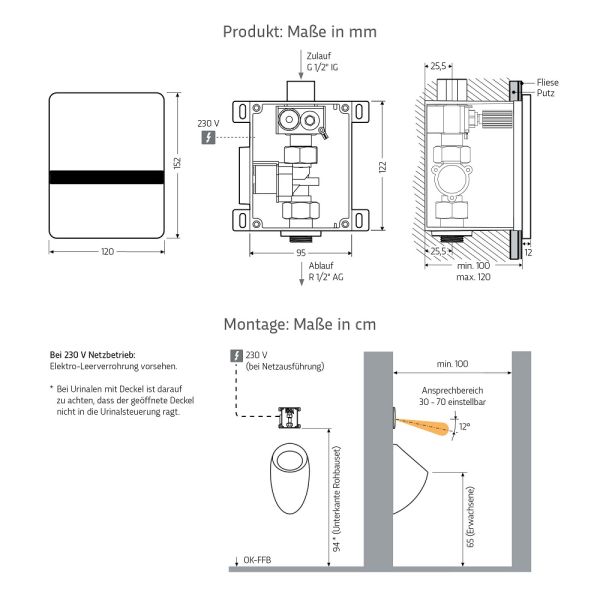 WimTec MULTI 2 HyPlus berührungslose Einzelurinalsteuerung 230V Netzbetrieb, weiß