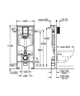 Grohe Rapid SL Installationssystem für Wand-WC mit Wandhalter