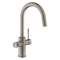 Grohe Blue 2.0 5-in-1-Armatur, C-Auslauf, ausziehbar, hard graphite gebürstet 104424AL01