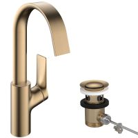 hansgrohe Vivenis Waschtischarmatur 210, Schwenkauslauf und Ablaufgarnitur, brushed bronze 75030140