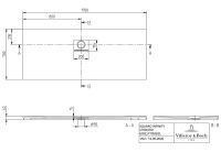 Vorschau: Villeroy&Boch Squaro Infinity Quaryl®-Duschwanne, Eckeinbau links gegen Wand, 170x70cm UDQ1770SQI2LV-1S