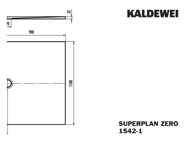 Kaldewei Superplan Zero bodenebene Rechteck-Duschfläche 90x110cm Mod.1542-1