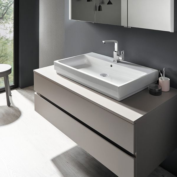 Burgbad Cube Waschtischunterschrank passend zu Grohe Cube, mit 2 Auszügen, 120cm WWGP120F3782