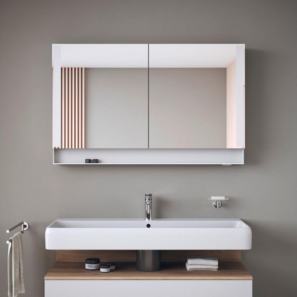 Duravit Qatego Spiegelschrank 120x75cm, mit 2 Türen und Nischenbeleuchtung, dimmbar