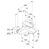 Vorschau: Kludi Pure&Solid Wannenfüll- und Brause-Einhandmischer, chrom