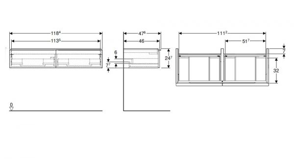 Geberit iCon Unterschrank für Doppel-Waschtisch mit 2 Schubladen, Breite 120cm_2