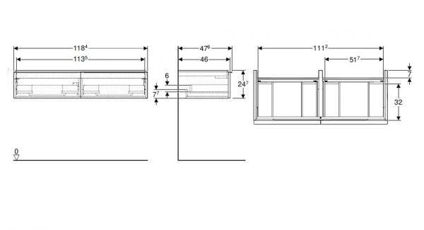Geberit iCon Unterschrank für Doppel-Waschtisch mit 2 Schubladen, Breite 120cm_2