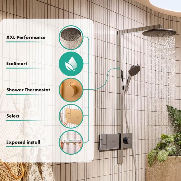 hansgrohe Raindance Alive S Duschsystem 300 2 Strahlarten, EcoSmart, brushed bronze