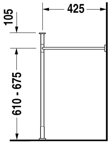 Duravit Vero Metallkonsole bodenstehendWandmontage zu Waschtisch 045412 und 235012, chrom 0030741000