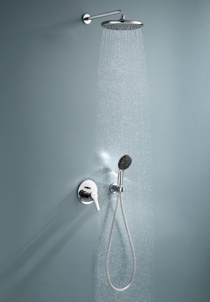 Grohe Start Duschsystem rund mit Thermostat, Vitalio Start Kopfbrause, chrom 25292000