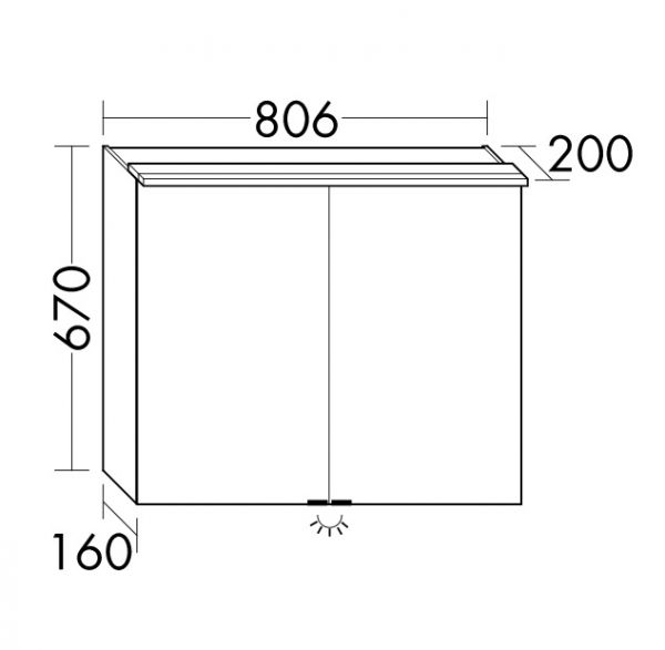 Burgbad Yumo Spiegelschrank mit horizontaler LED-Beleuchtung, Waschtischbeleuchtung, 2tlg, 80,6x67cm