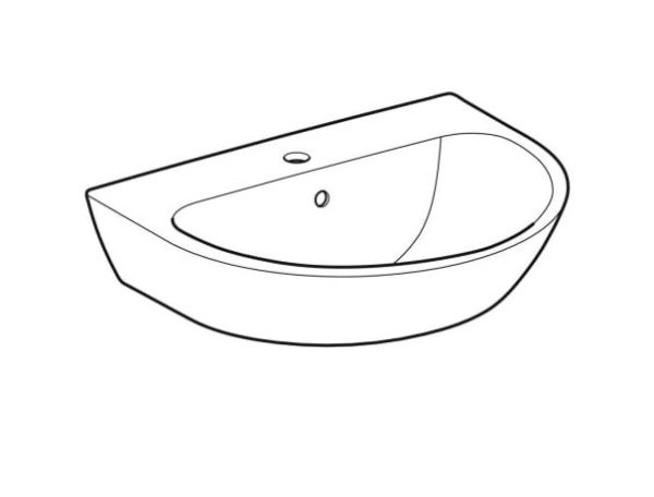 Geberit Renova Waschtisch mit 1 Hahnloch, mit Überlauf, 60x45cm, weiß 500370011_1