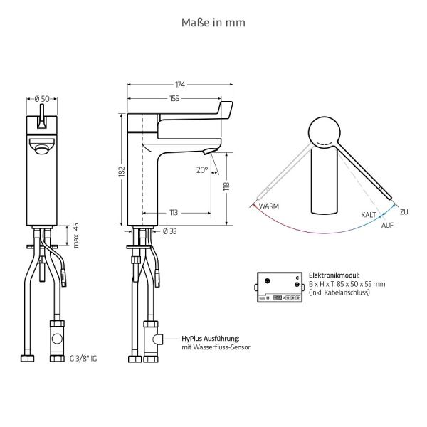 WimTec PROOF E4 Klinik - HyPlus HDM 9 V Batteriebetrieb Waschtischarmatur Mischwasser, chrom
