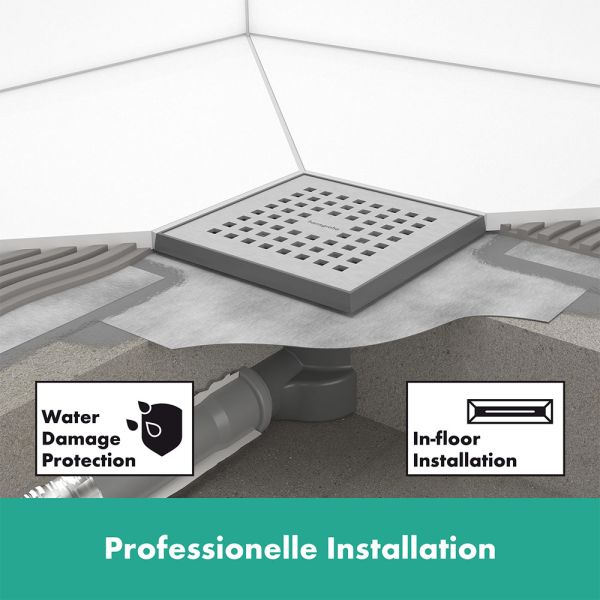 Hansgrohe RainDrain Point Komplettset Punktablauf 10x10cm, edelstahl gebürstet