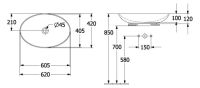 Vorschau: Villeroy&Boch Loop&Friends Aufsatzwaschtisch oval, 62x42cm, technische Zeichnung 4A480001