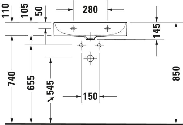 Duravit DuraSquare Waschtisch 60x40cm, ohne Hahnloch, mit nicht verschließbarem Ablaufventil, Ausführung kurz, weiß 2356600070