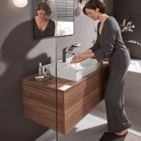 Vorschau: hansgrohe Vivenis Waschtischmischer 110 CoolStart, Zugstangen-Ablaufgarnitur, brushed black chrome