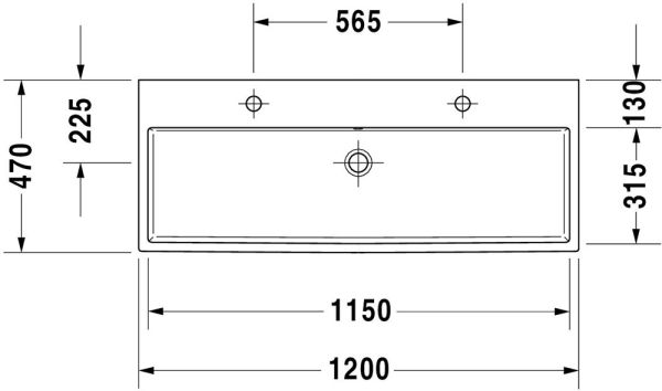 Duravit Vero Air Waschtisch rechteckig 120x47cm, mit 2 Hahnlöchern, ohne Überlauf, WonderGliss, weiß 23501200431