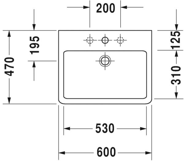 Duravit Vero Waschtisch rechteckig 60x47cm, 1 Hahnloch, mit Überlauf, WonderGliss, weiß 04546000001