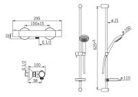 Vorschau: Hansa Hansaunita Brause-Thermostat-Batterie mit Wandstangenset, 600mm, chrom