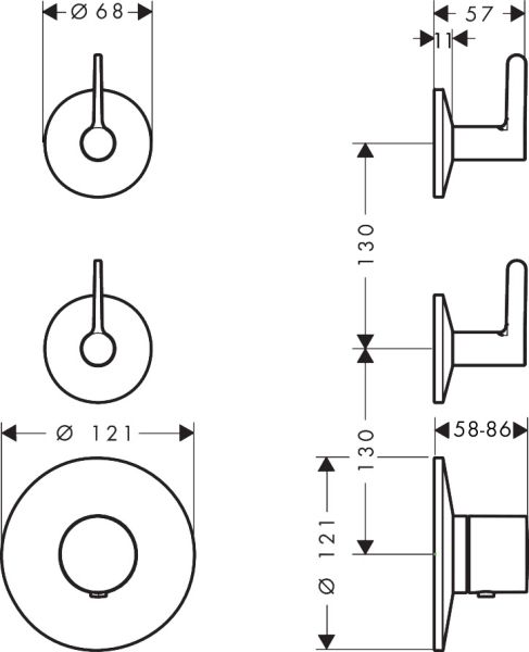 AXOR One Thermostatmodul Unterputz für 2 Verbraucher mit Hebelgriffen