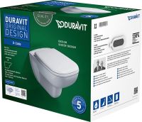 Duravit D-Code Wand-WC Set inkl. WC-Sitz mit Absenkautomatik, 54,5x35,9cm, rimless, weiß 45700900A1