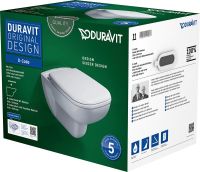 Duravit D-Code Wand-WC Set inkl. WC-Sitz mit Absenkautomatik, 54,5x35,9cm, rimless, weiß 45700900A1