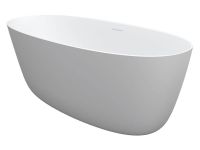 Vorschau: RIHO Solid Surface Oval freistehende Badewanne 160x72cm, weiß seidenmatt