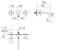 Vorschau: Dornbracht Vaia Waschtisch-Wandbatterie, Ausladung 190mm