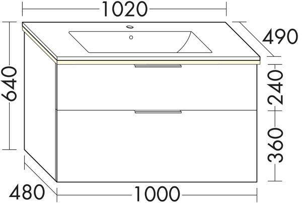 Burgbad Eqio Slim Keramik-Waschtisch 102cm & Unterschrank mit LED Beleuchtung