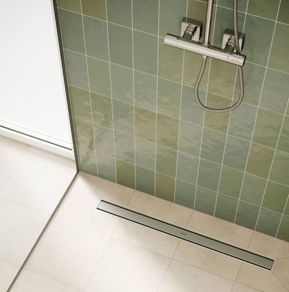 Hansgrohe RainDrain Compact Duschrinne 70cm, befliesbar, flache Installation, edelstahl gebürstet