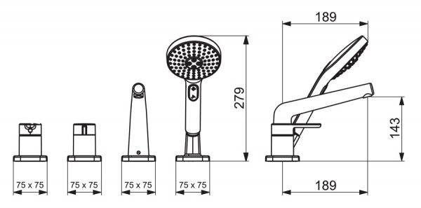 Hansa Hansadesigno Style Fertigmontageset soft-edge Einhandmischer für 4-Loch-Einbausets, chrom