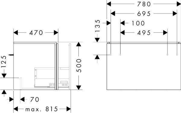 hansgrohe Xilesa E Unterschrank 78x47cm für Waschtisch mit 1 Schubkasten