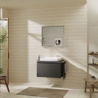 Vorschau: Hansgrohe Xelu Q Aufsatz-Waschbecken 60x48cm mit Hahnloch, ohne Überlauf, geschliffen, weiß