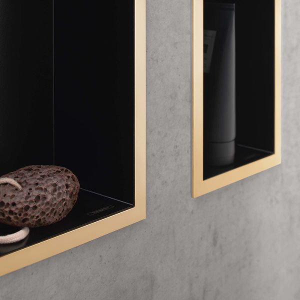 Hansgrohe XtraStoris Individual Wandnische mit Rahmen 300/300/100, schwarz matt/polished gold optic