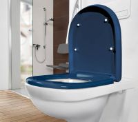 Vorschau: Villeroy&Boch ViCare WC-Sitz ohne Absenkautomatik, oval, Blue AntiBac 9M7261P11