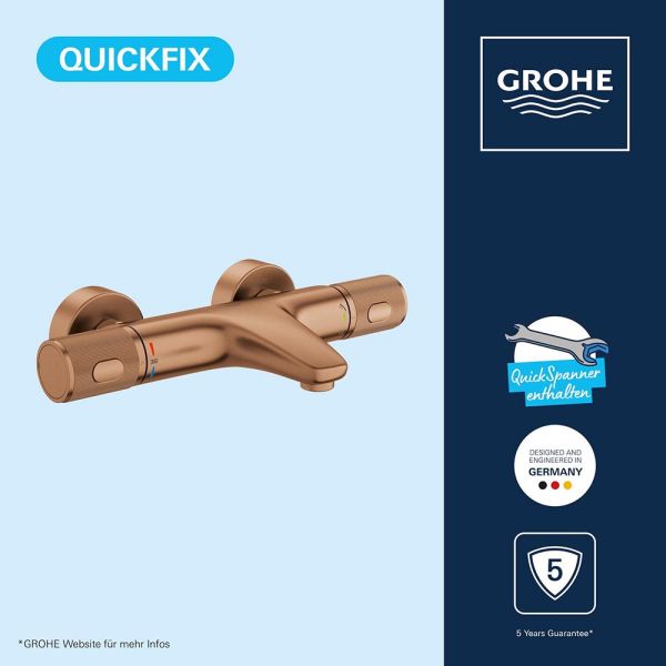 Grohe Precision Feel Thermostat-Wannenbatterie mit ProGrip Rändelstruktur, warm sunset gebürstet