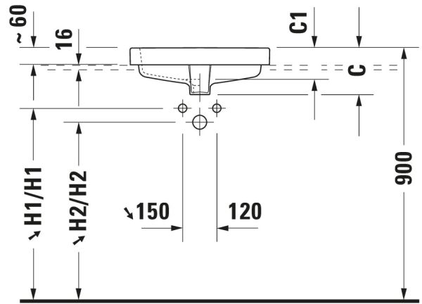 Duravit Vero Einbauwaschtisch 50x46,5cm, mit Überlauf, mit Wondergliss, weiß 03155000001