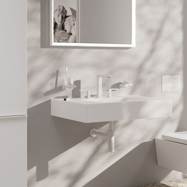 Hansgrohe Tecturis E 3-Loch Waschtischarmatur 150 EcoSmart+ mit Push-Open, weiß matt