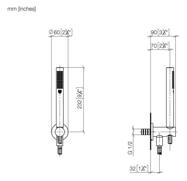 Dornbracht Serienneutral Schlauchbrausegarnitur mit integriertem Brausehalter