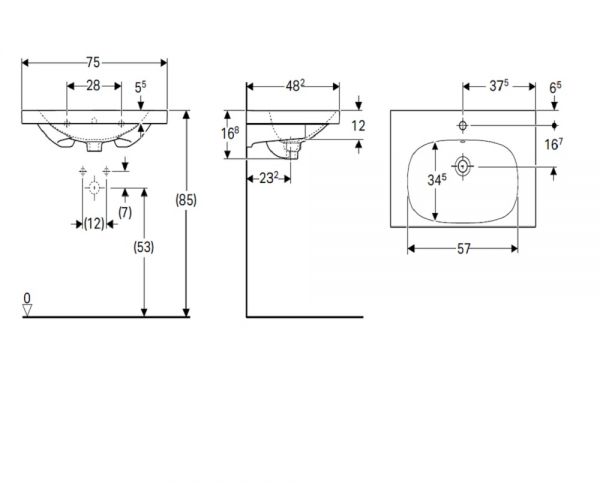 Geberit Acanto Waschtisch mit Ablagefläche 75x48cm mit 1 HL, weiß_3