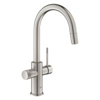 Grohe Blue 2.0 5-in-1-Armatur, C-Auslauf, ausziehbar, supersteel 104424DC01