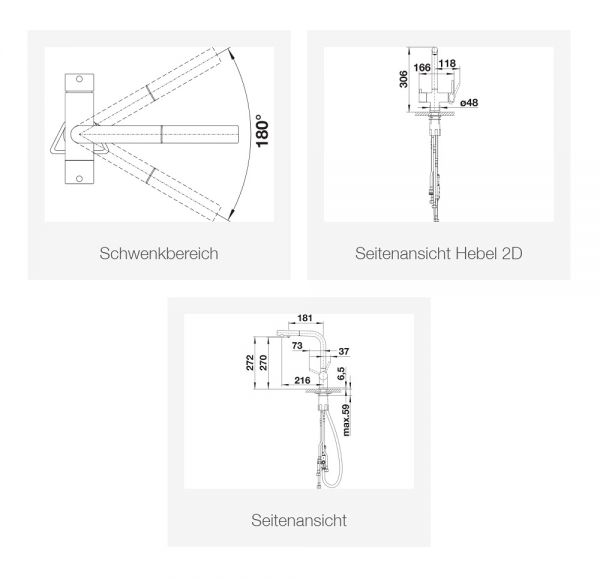 Blanco Fontas-S II Küchenarmatur 3in1 mit Ausziehbrause, schwarz matt