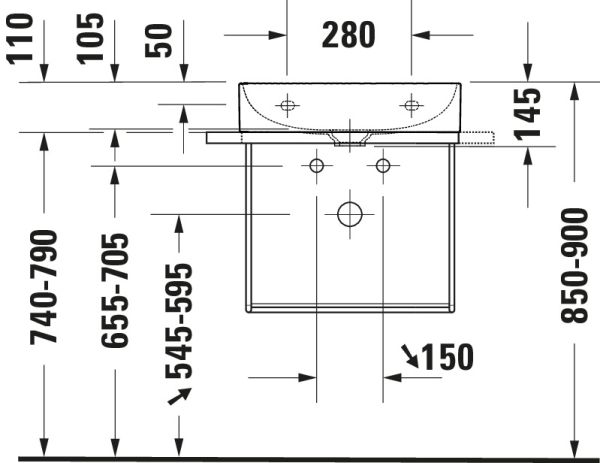 Duravit Dura Square Metallkonsole Wandhängend, zu Waschtisch 235350, chrom