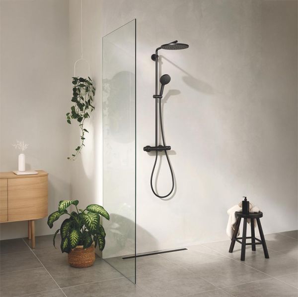Grohe Vitalio Joy+ System 280 Duschsystem mit Thermostat, Aufputz, schwarz matt 1142242430