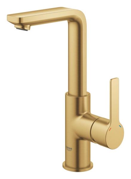 Grohe Lineare Badarmatur L-Size mit Zugstangen-Ablaufgarnitur, cool sunrise gebürstet