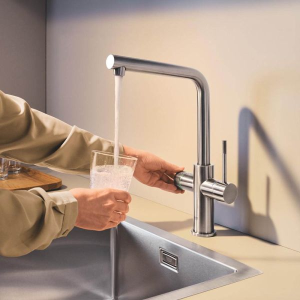 Grohe Blue 2.0 5-in-1-Armatur, L-Auslauf, supersteel 104421DC01