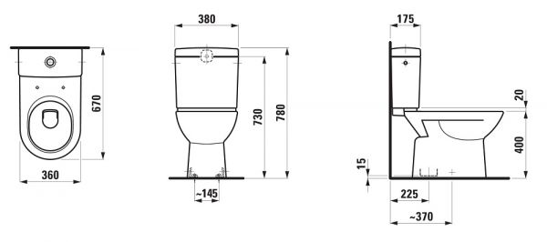 Laufen Pro Stand-WC für aufgesetzten Spülkasten, Tiefspüler, Abgang senkrecht 82495.7