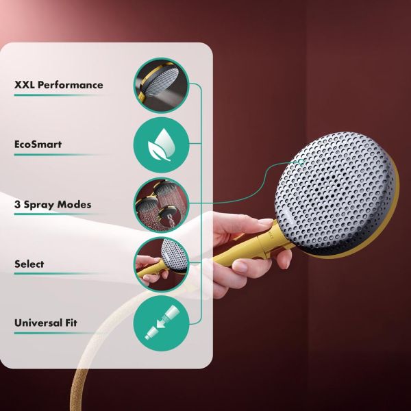 hansgrohe Raindance Alive Select S Duschkopf 125 3 Strahlarten EcoSmart, polished gold optic